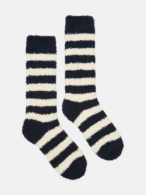 Joules Navy Stripe Fluffy Socks