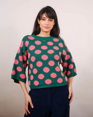 Pretty Vacant Roma Polka Dot 3/4 Sleeve Jumper