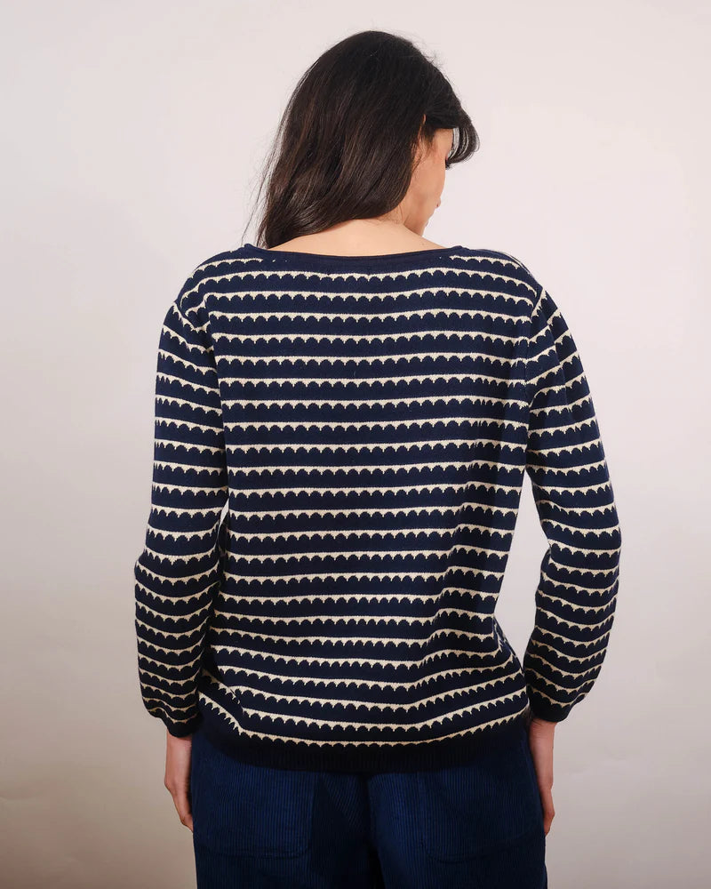 Pretty Vacant Rosa Navy Waves Sweater