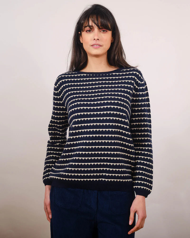 Pretty Vacant Rosa Navy Waves Sweater