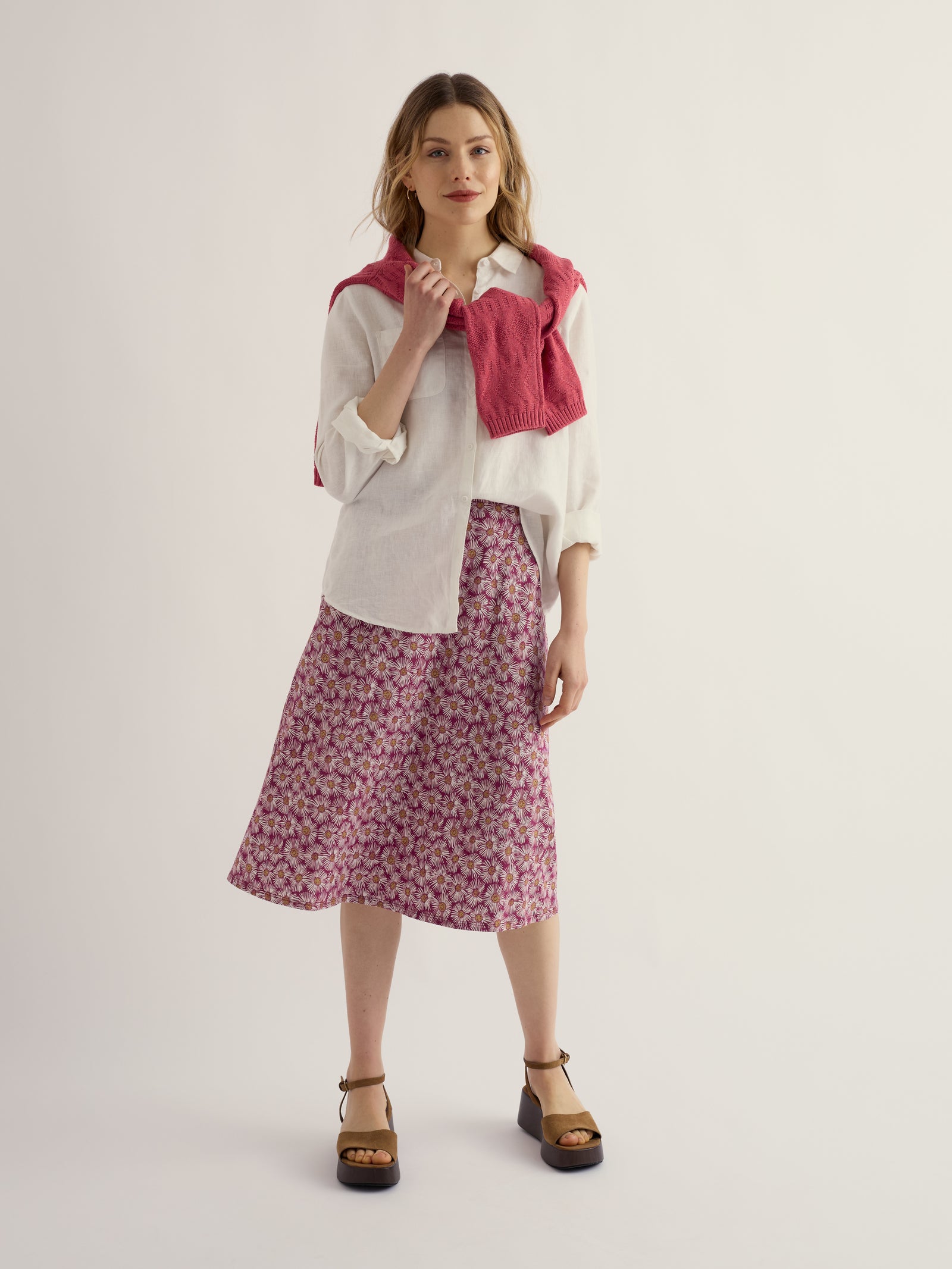Seasalt Painted Asters Dark Freesia Rose Skirt