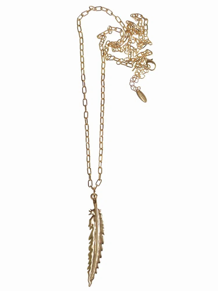 Hot Tomato Worn Gold An Angel's Quill Necklace