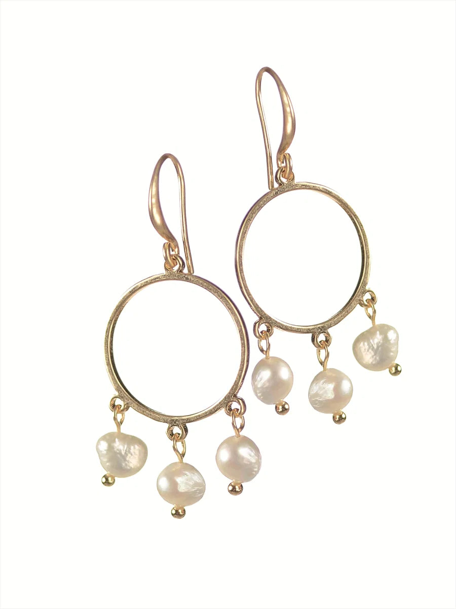Hot Tomato Tryptich of Pearls Earrings
