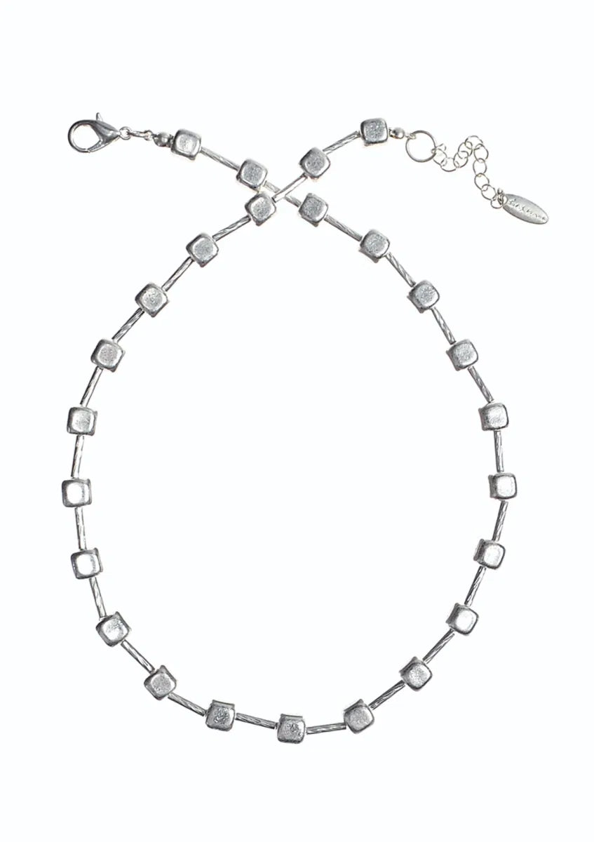 Hot Tomato Worn Silver Box Chain Necklace