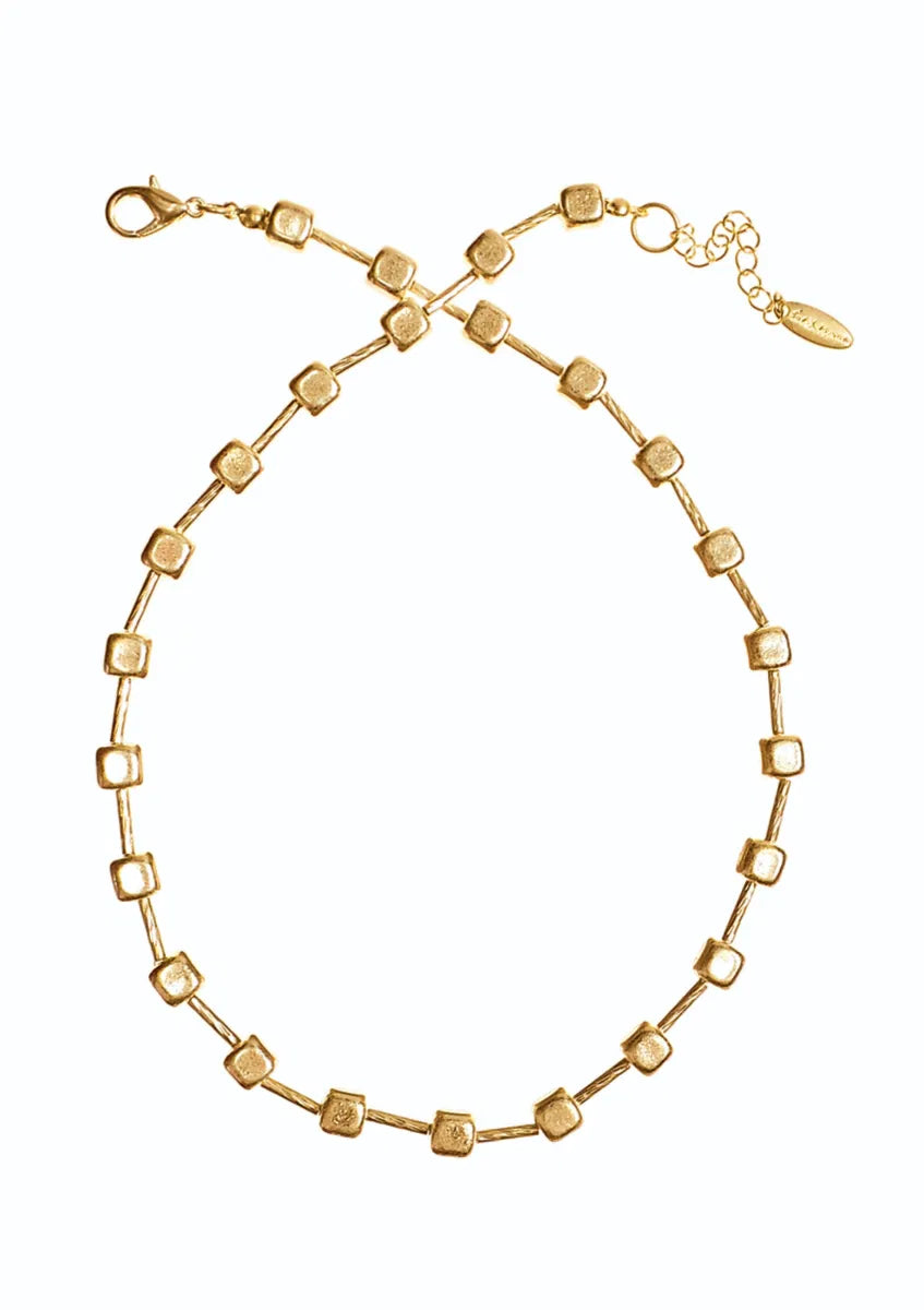 Hot Tomato Worn Gold Box Chain Necklace