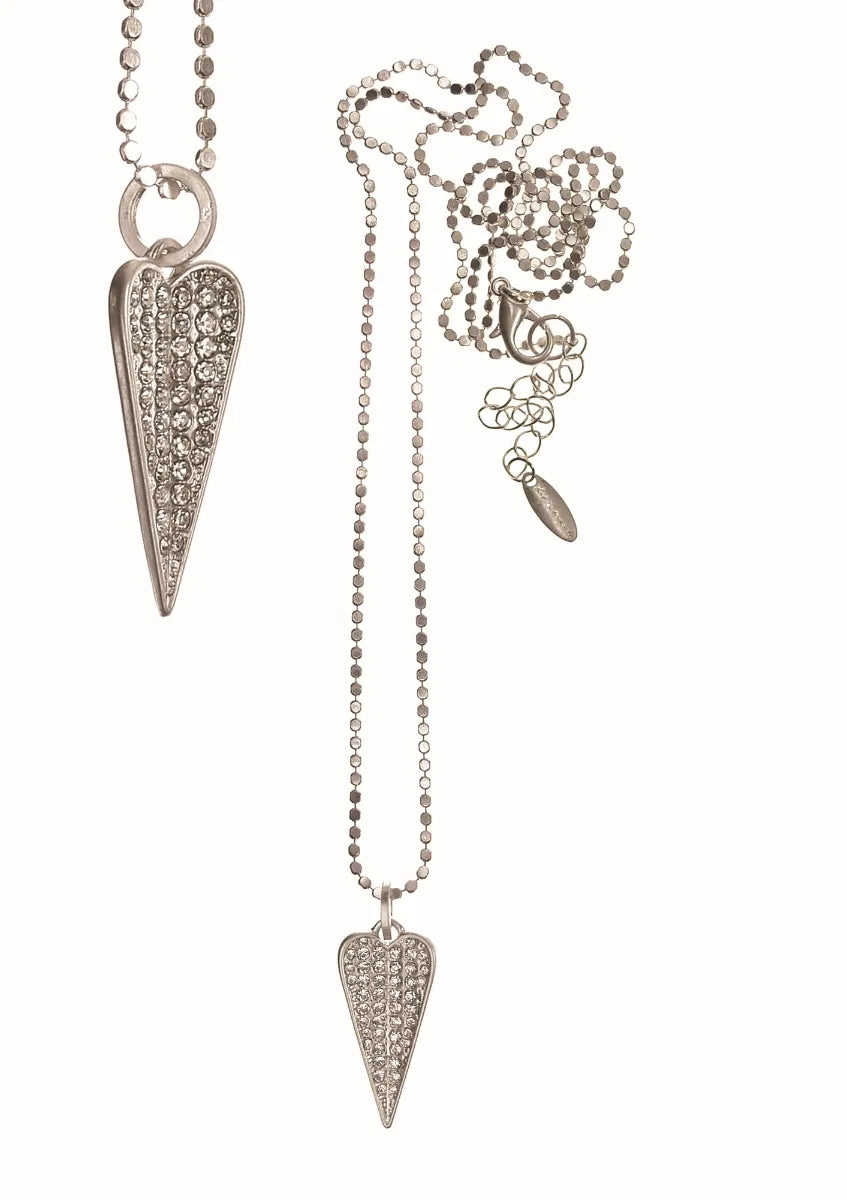 Hot Tomato Silver & Crystal Quiver Heart Pendant Necklace
