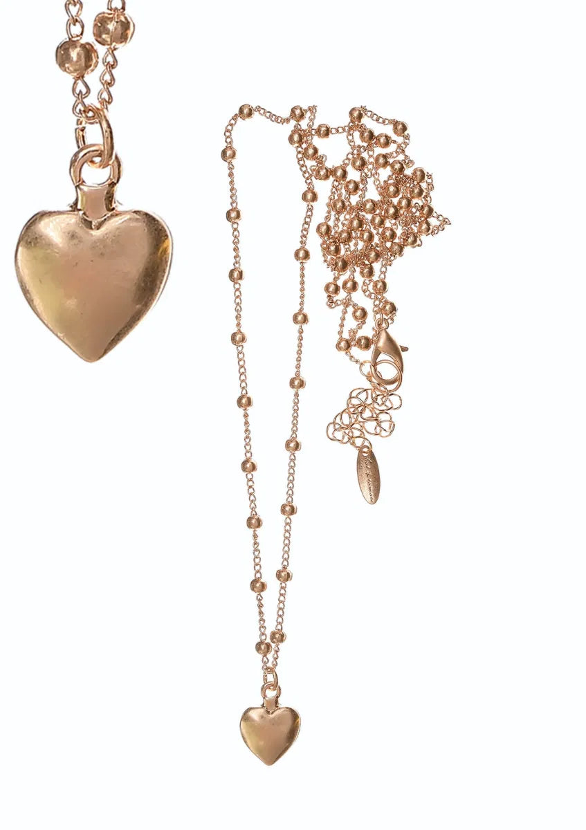 Hot Tomato Gold Heart on Ball Chain Necklace