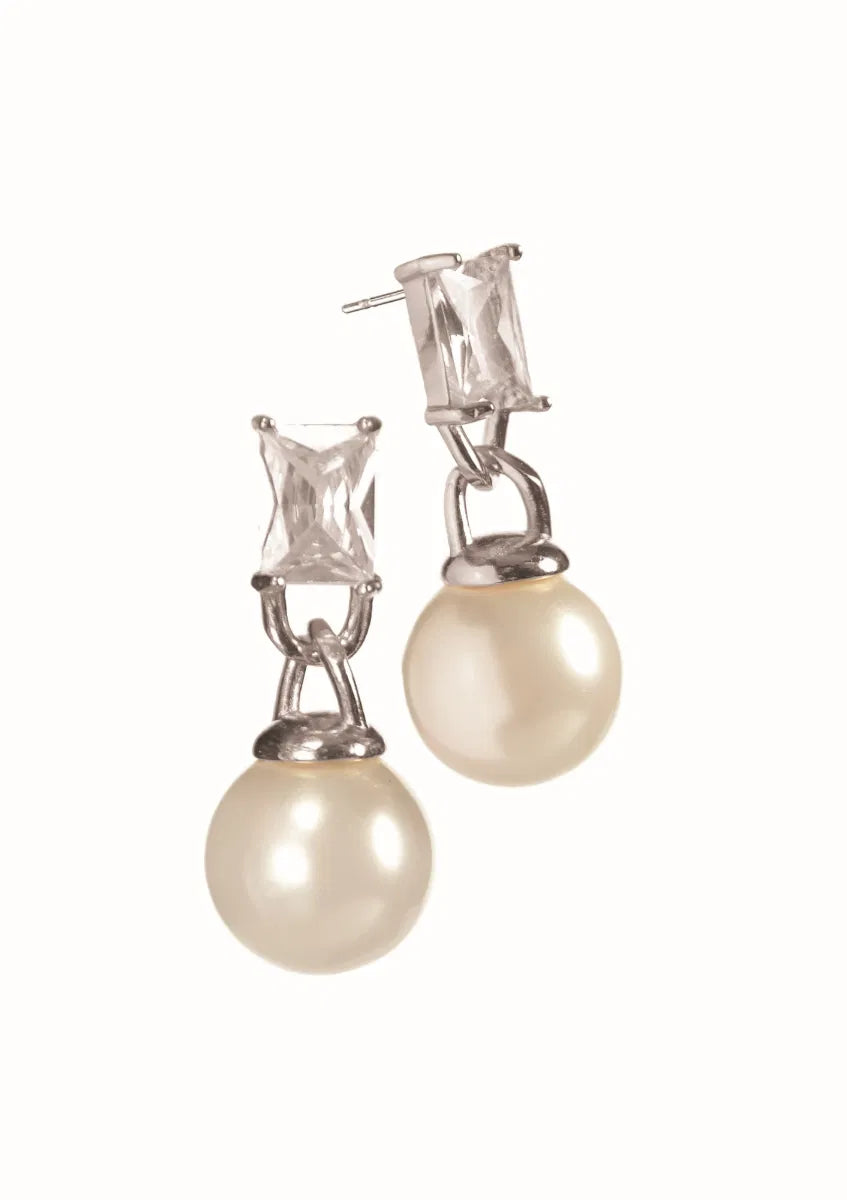 Hot Tomato Glass & Pearl Baguette Earrings