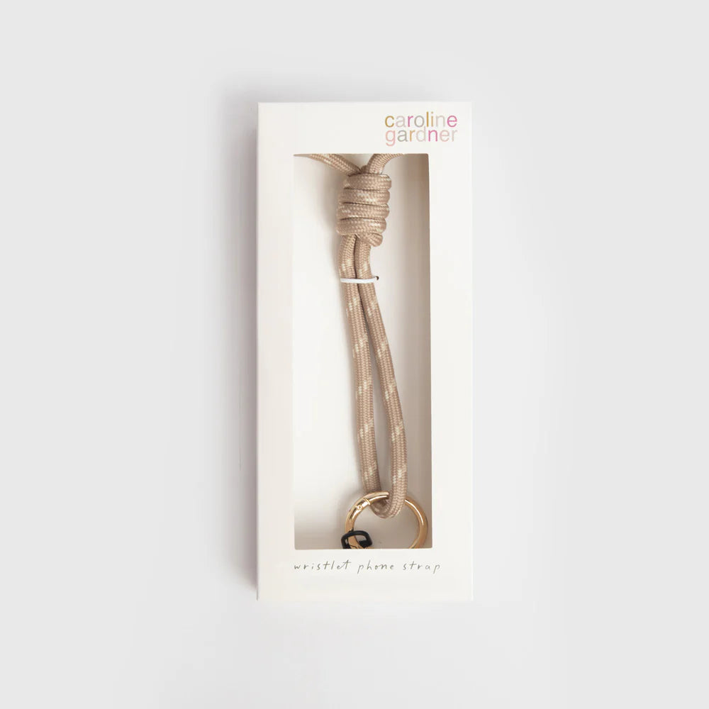 Caroline Gardner Taupe & White Wristlet Phone Strap