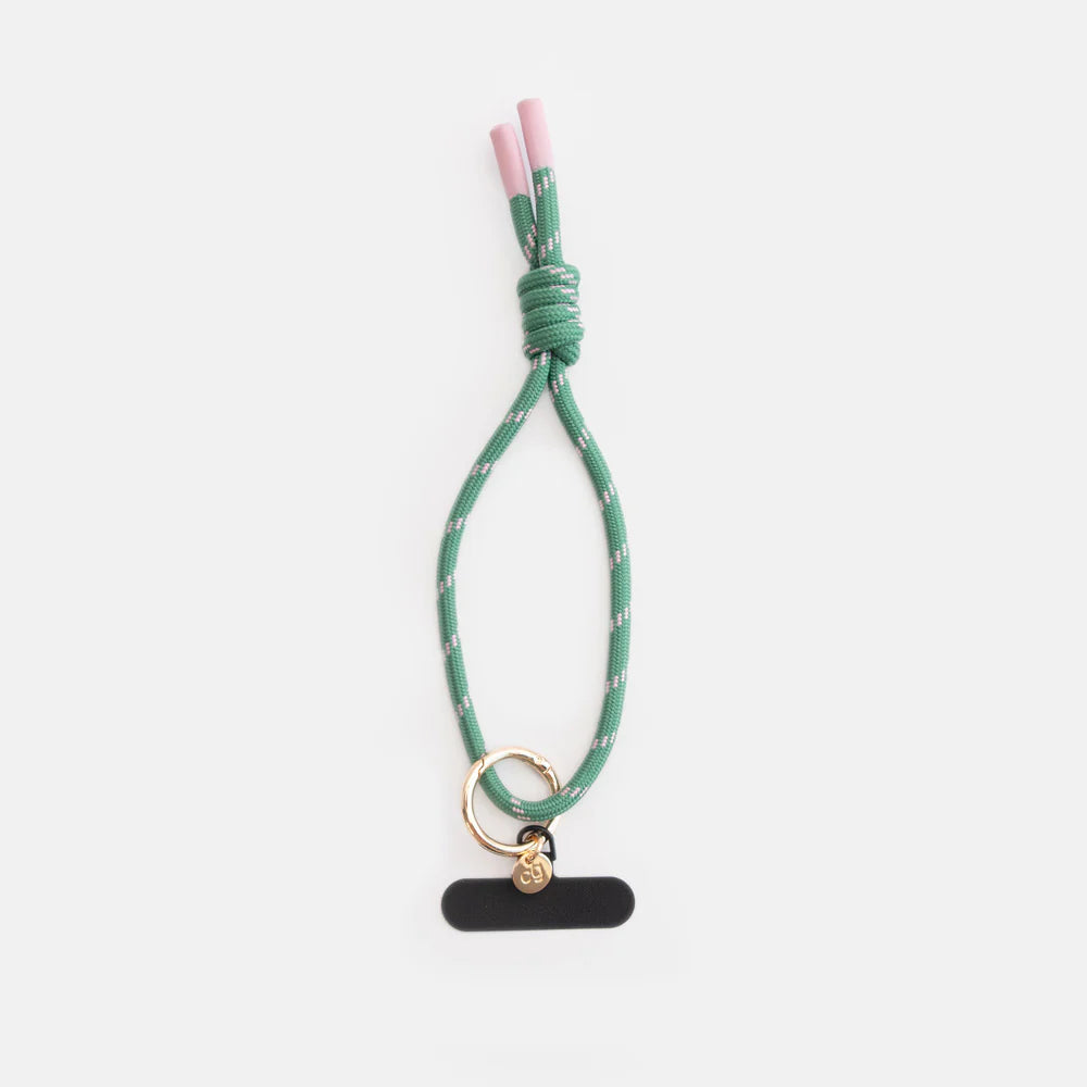 Caroline Gardner Green and Pink Wristlet Phone Strap