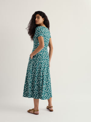 Seasalt Indigo Leaf Dark Wreckage Short Sleeved Veronica Midi Dress