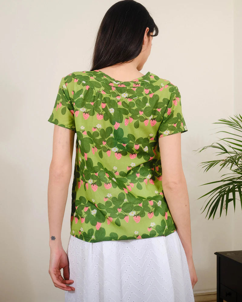 Pretty Vacant Strawberry Picking Sabrina Top