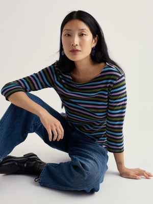 Seasalt Tri Mini Cornish Lagoon Sailor 3/4 Sleeve Top