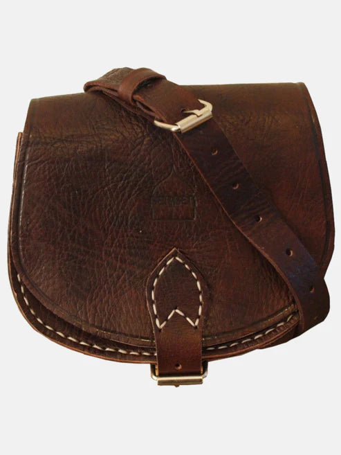 Berber Leather Dark Brown Small Saddle Bag