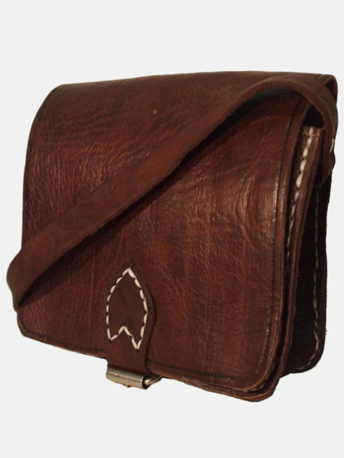 Berber Leather Dark Brown Small Square Saddle Bag