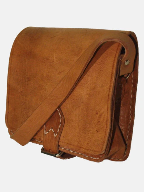 Berber Leather Tan Small Square Saddle Bag