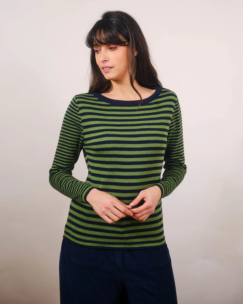 Pretty Vacant Green & Navy Stripe Sweater
