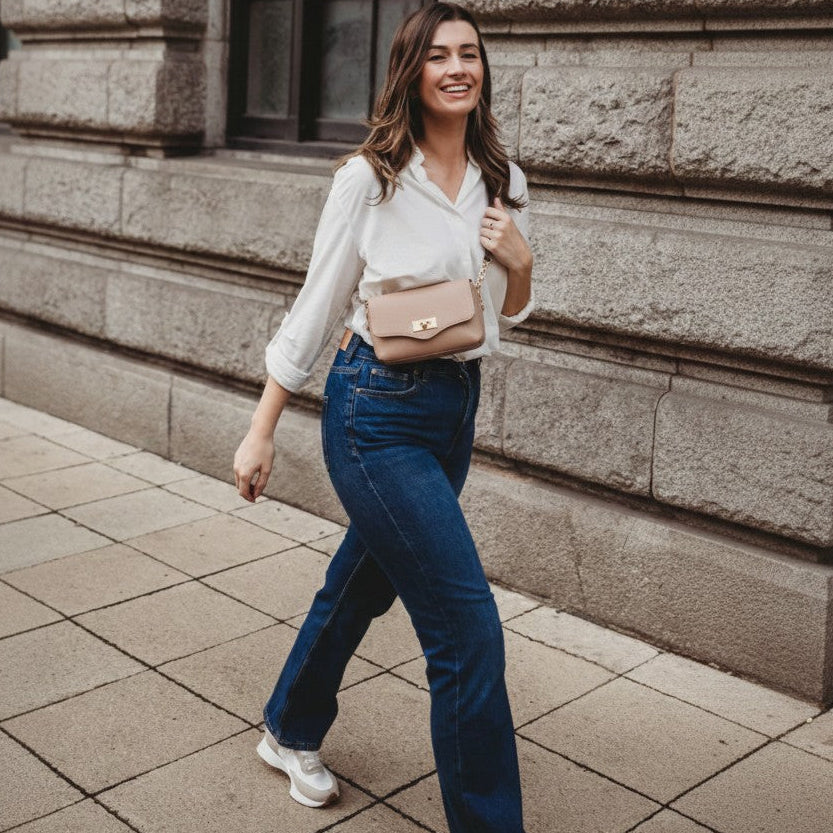 Elie Beaumont Twist Cross Body Blush Bag