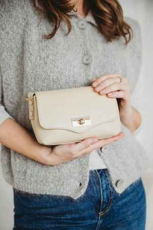 Elie Beaumont Twist Cross Body Ivory Bag