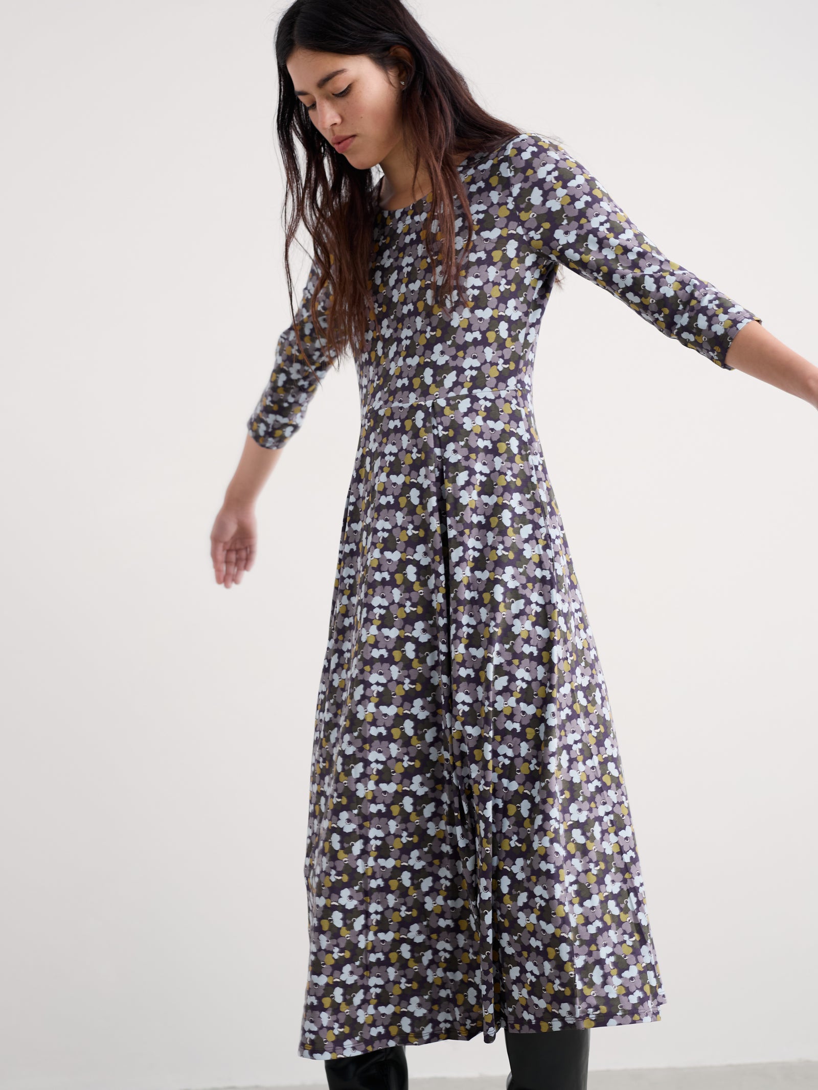 Seasalt Collaged Anemone Dark Violet Veronica Dress