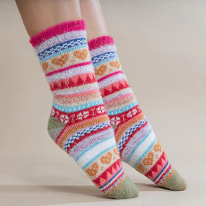 Gemjar Scandi Pink & Green Multi Colour Socks