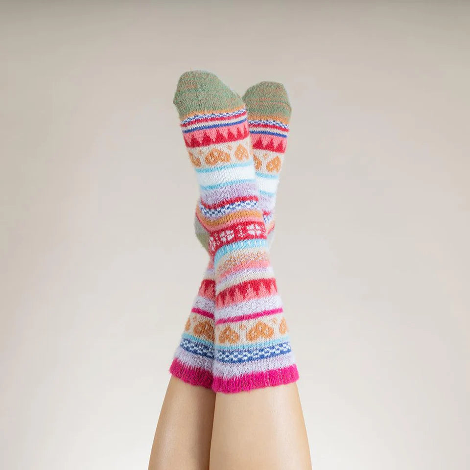 Gemjar Scandi Pink & Green Multi Colour Socks