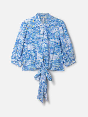 Thought Azure Blue Imogen Organic Cotton Tie Front Shirt