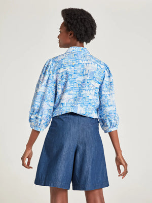 Thought Azure Blue Imogen Organic Cotton Tie Front Shirt