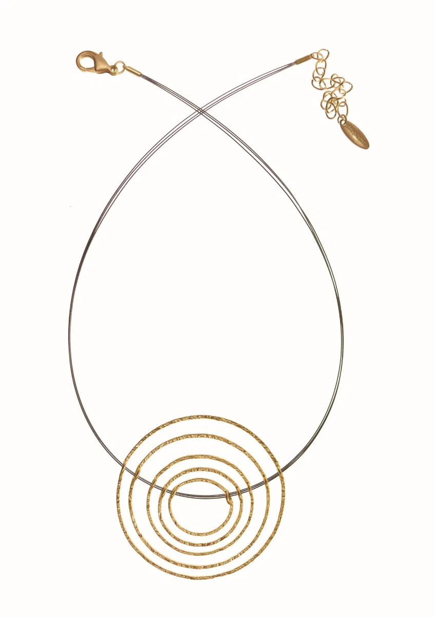 Hot Tomato Matt Gold & Steel Ripple Necklace