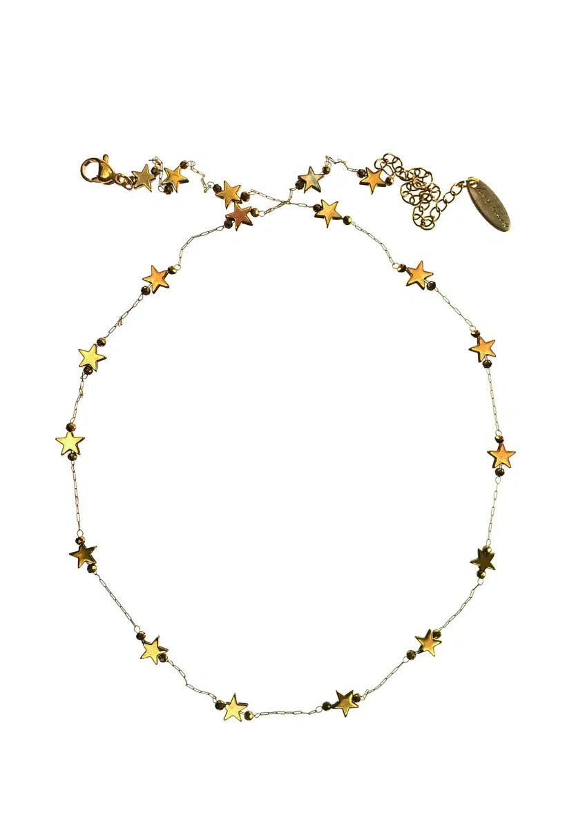 Hot Tomato Orbit of Stars Necklace