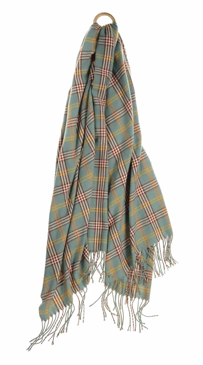 Hot Tomato Classic Check Aqua & Chocolate Scarf