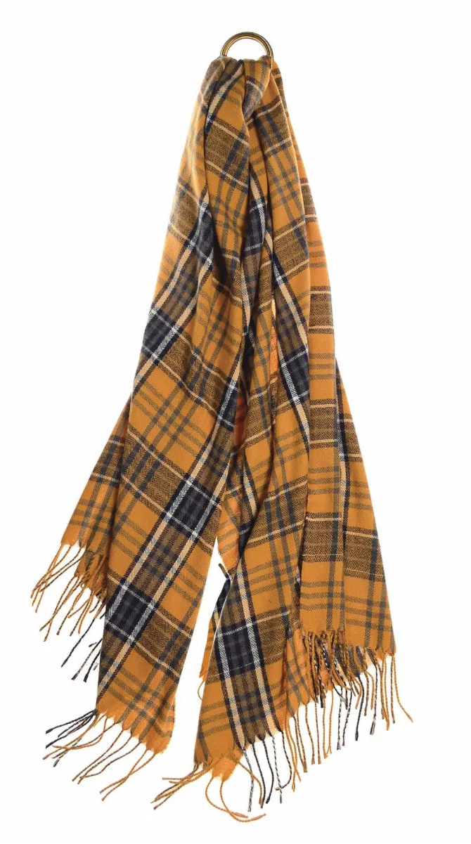 Hot Tomato Classic Check Mustard & Navy Scarf