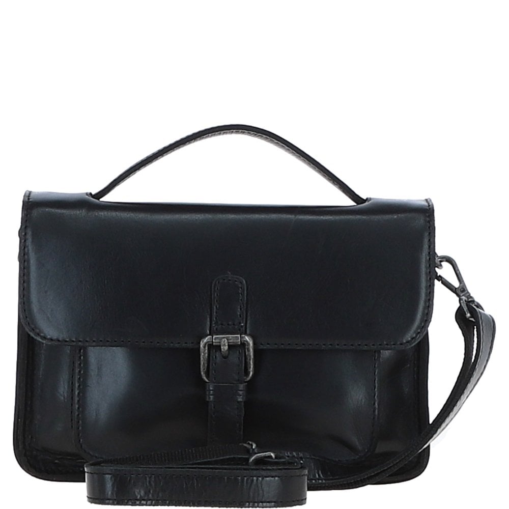 Ashwood Medium Black Leather Satchel