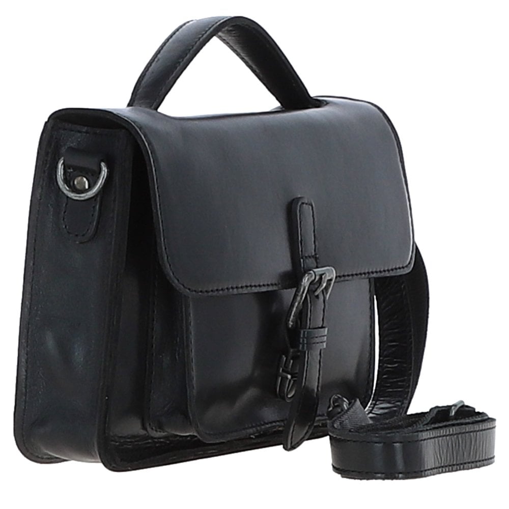 Ashwood Medium Black Leather Satchel