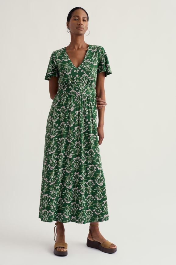 Seasalt Pressed Pansies Sail Half Sleeve Chateaux Dress