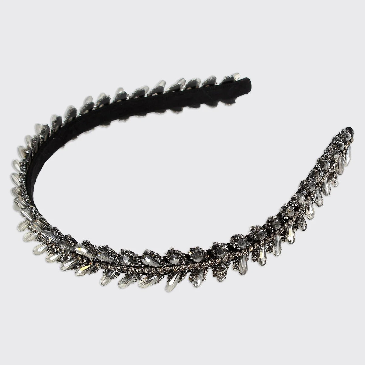 Millie Mae Black Crystal Teardrop Headband