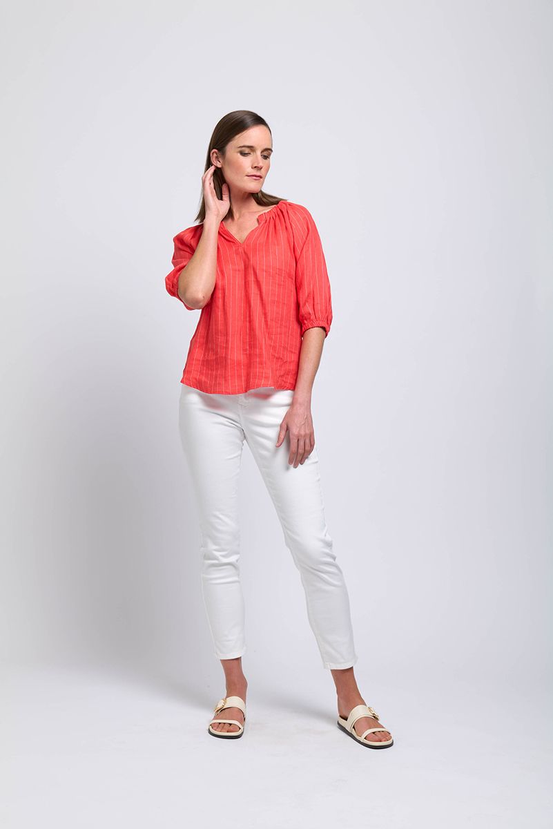 Foil Turn Up The Volume Top Papaya Stripe Size