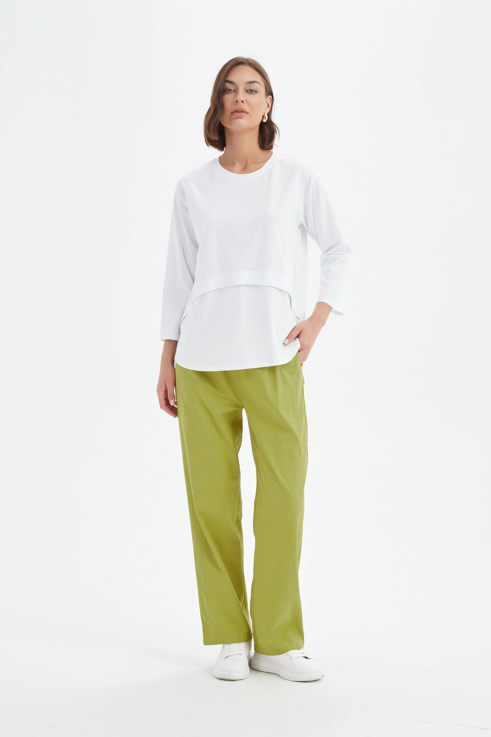 Tirelli White Curved Seam Top