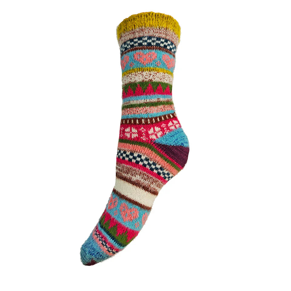 Gemjar Scandi Pink & Yellow Multi Colour Socks