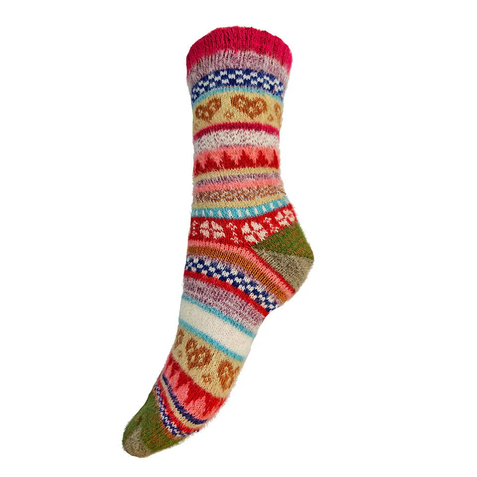 Gemjar Scandi Pink & Green Multi Colour Socks