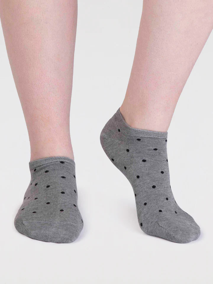 Thought Grey Marle Dottie Bamboo Spotty Trainer Socks