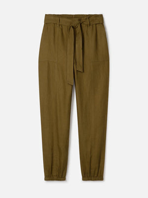 Thought Caper Green Hadley Hemp Belted Cargo Trousers