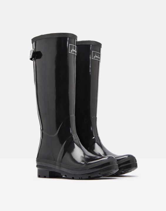 Joules Field Welly Gloss True Black With Adjustable Back Gusset